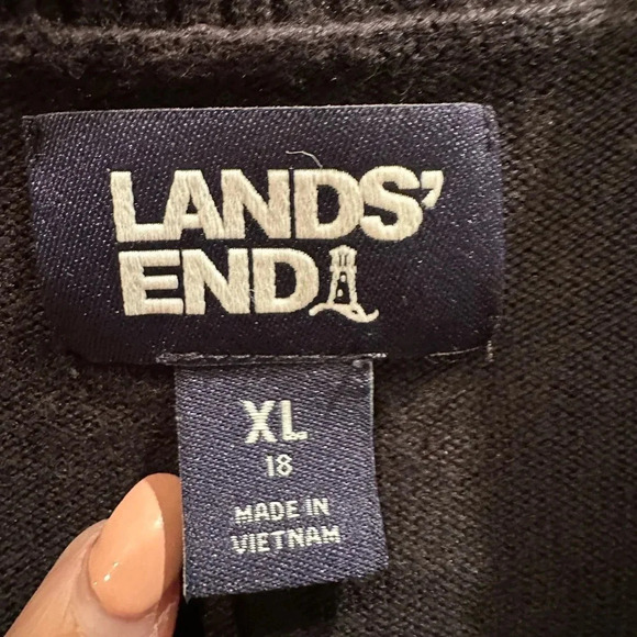 Lands’ End Dark Navy Heavyweight Open Front Cardigan Size XL 18 Cotton Blend - Picture 5 of 9